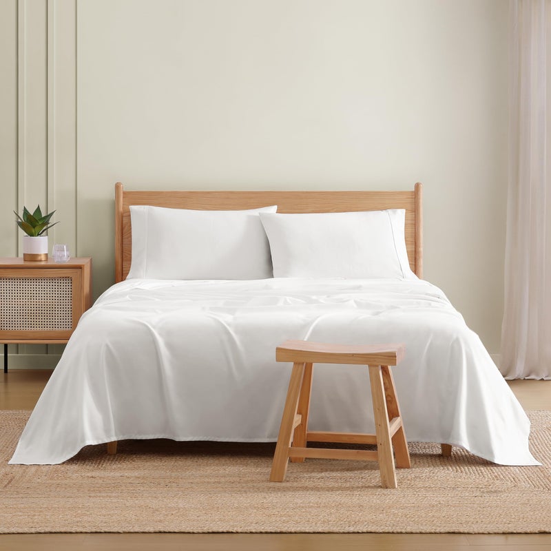 UGG Queen Sheet Set 4-Piece Luxury Cooling Sheets Deep Pockets Premium Bedding with 2 Pillow Shams Hypoallergenic Machine Washable Soft Lightweight Bed Set for Bedroom, Queen, White (Hedi) - Image 2